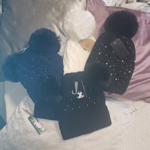 Winter Fur Beanie Sherpa Lined Soft Warm Lux Beanie Single Pom Pom Studded Knit - Picture 5 of 17